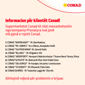 Informacion për të gjithë klientët Conad!