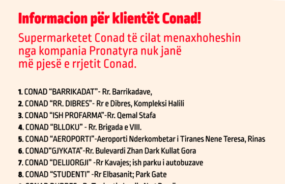 Informacion për të gjithë klientët Conad!