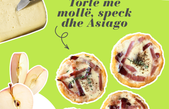 Tortë me mollë, speck dhe djath Asiago