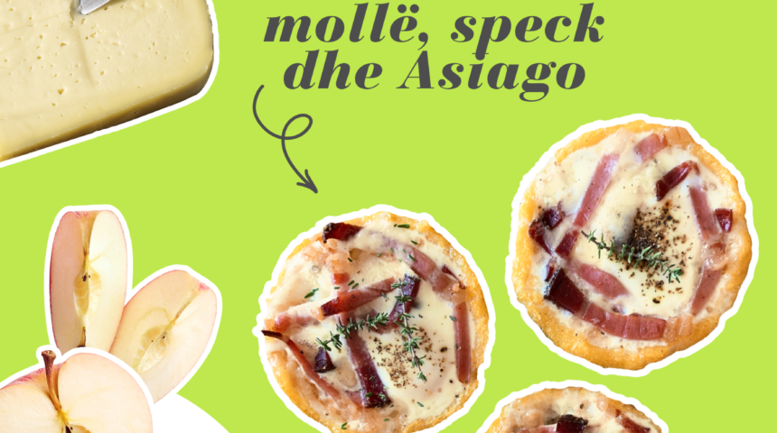 Tortë me mollë, speck dhe djath Asiago