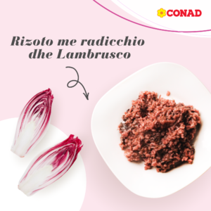 Rizoto me radicchio dhe Lambrusco